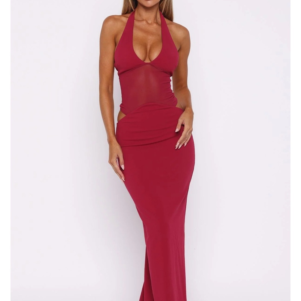 White fox No Notes Needed Halter Maxi Dress Cherry - Picture 3 of 6
